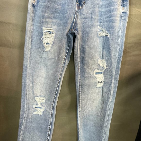 Distressed Blue Faded Skinny Jeans Size 5 - Picture 4 of 7